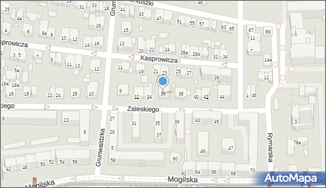 Kraków, Zaleskiego Bohdana, 36, mapa Krakowa