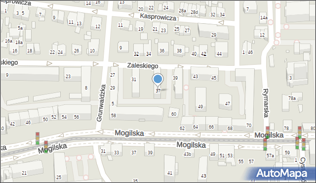 Kraków, Zaleskiego Bohdana, 37, mapa Krakowa