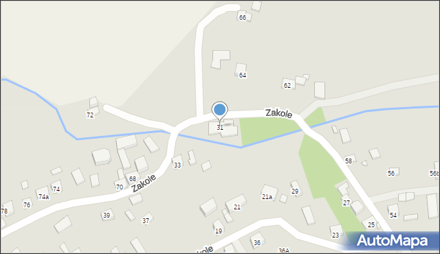 Kraków, Zakole, 31, mapa Krakowa