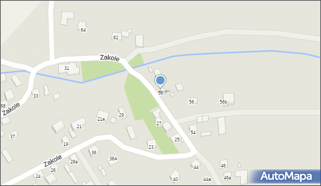 Kraków, Zakole, 58, mapa Krakowa