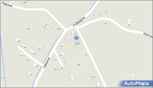 Kraków, Żaglowa, 22a, mapa Krakowa