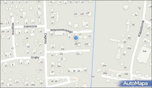 Kraków, Zagłoby Jana Onufrego, 20C, mapa Krakowa