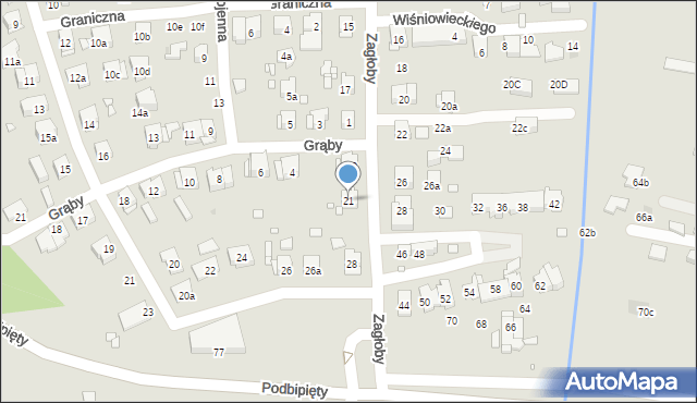 Kraków, Zagłoby Jana Onufrego, 21, mapa Krakowa