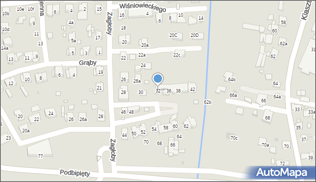 Kraków, Zagłoby Jana Onufrego, 32, mapa Krakowa