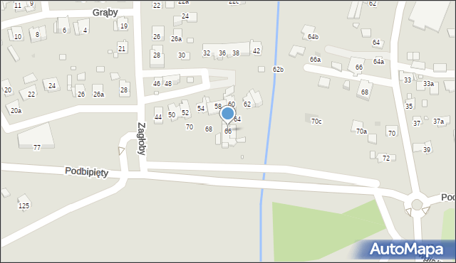 Kraków, Zagłoby Jana Onufrego, 66, mapa Krakowa