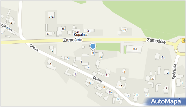 Krasiejów, Zamoście, 36, mapa Krasiejów