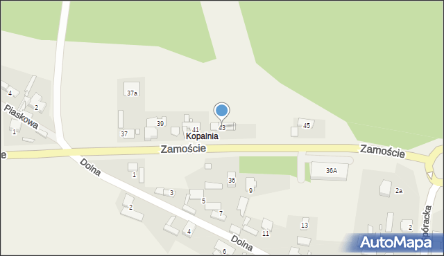 Krasiejów, Zamoście, 43, mapa Krasiejów