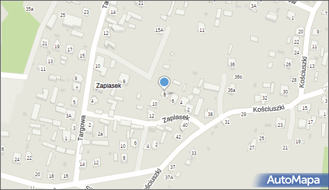 Krasnobród, Zapiasek, 8, mapa Krasnobród