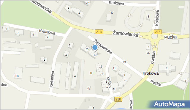 Krokowa, Żarnowiecka, 17, mapa Krokowa