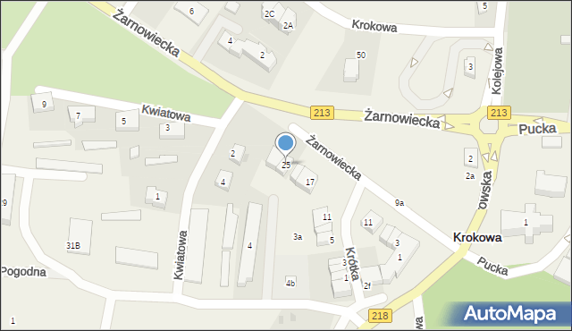 Krokowa, Żarnowiecka, 25, mapa Krokowa