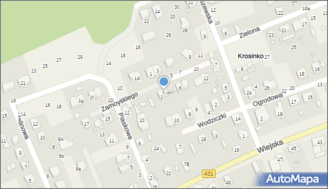 Krosinko, Zamoyskiego, 4, mapa Krosinko