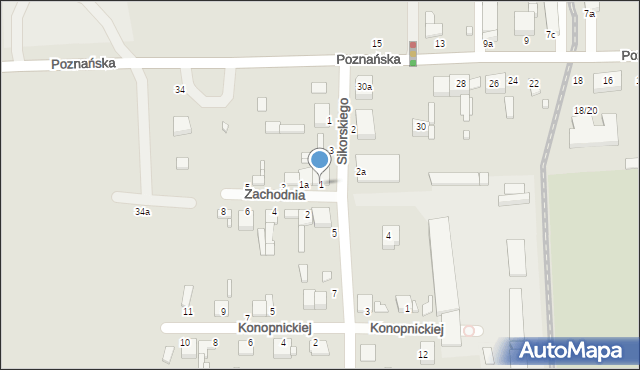 Krośniewice, Zachodnia, 1, mapa Krośniewice