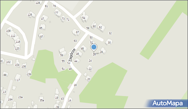 Krosno, Zagórze, 26, mapa Krosna