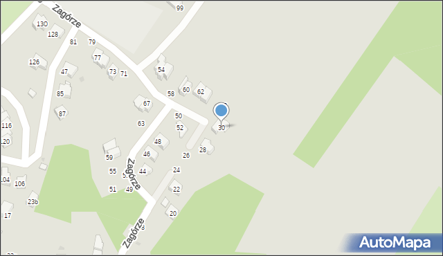 Krosno, Zagórze, 30, mapa Krosna