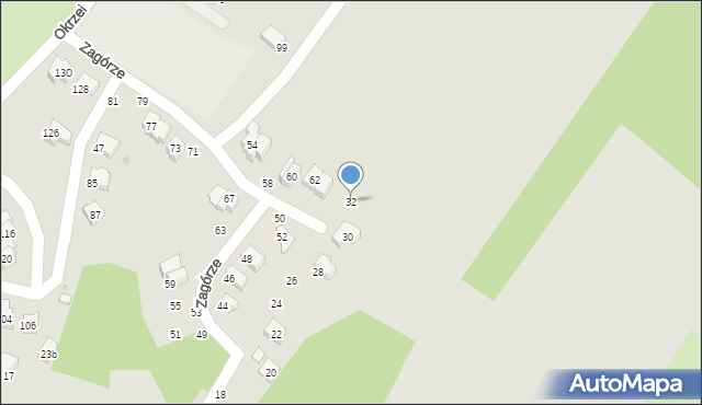 Krosno, Zagórze, 32, mapa Krosna