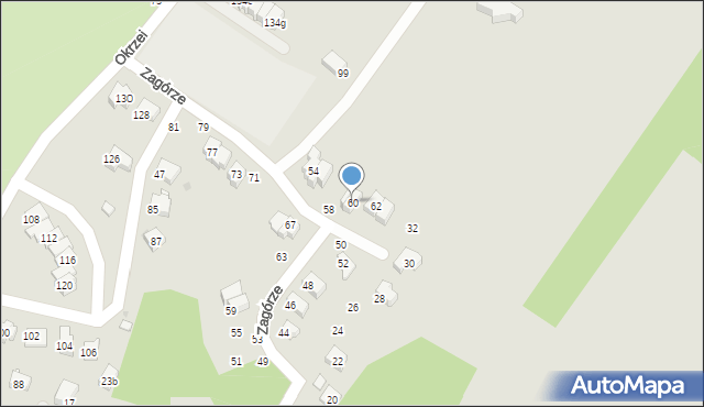 Krosno, Zagórze, 60, mapa Krosna