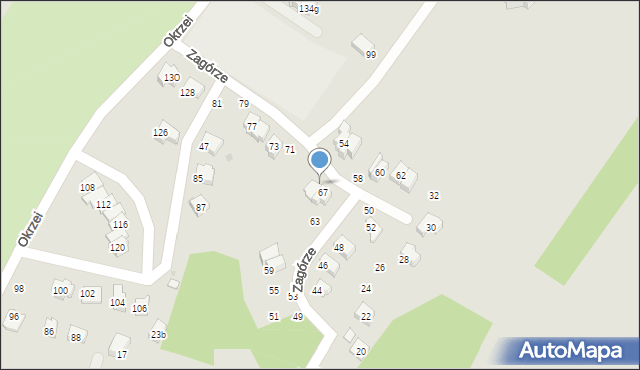 Krosno, Zagórze, 69, mapa Krosna