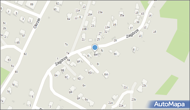 Krosno, Zagórze, 6H, mapa Krosna