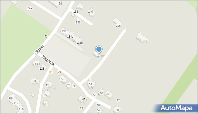 Krosno, Zagórze, 99, mapa Krosna