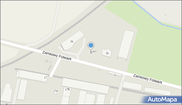 Krotoszyn, Zamkowy Folwark, 32, mapa Krotoszyna