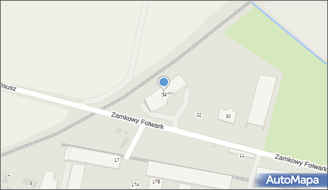 Krotoszyn, Zamkowy Folwark, 34, mapa Krotoszyna