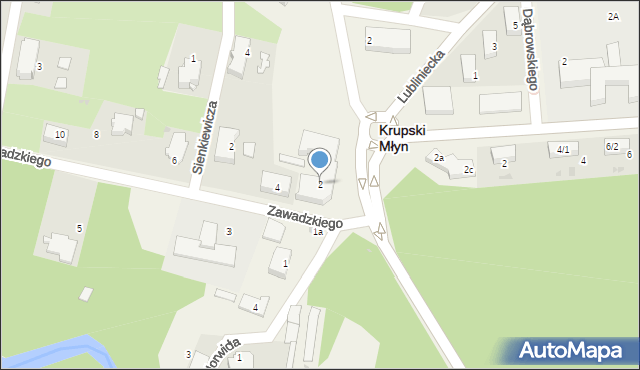 Krupski Młyn, Zawadzkiego, 2, mapa Krupski Młyn