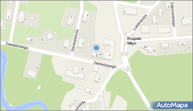 Krupski Młyn, Zawadzkiego, 4, mapa Krupski Młyn