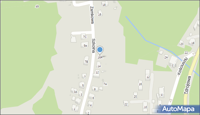 Krynica-Zdrój, Zamkowa, 14A, mapa Krynica-Zdrój