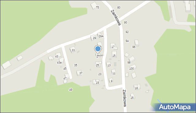 Krynica-Zdrój, Zamkowa, 27, mapa Krynica-Zdrój