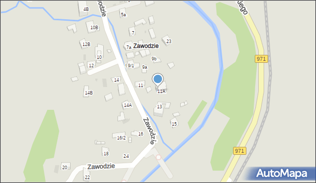 Krynica-Zdrój, Zawodzie, 11B, mapa Krynica-Zdrój