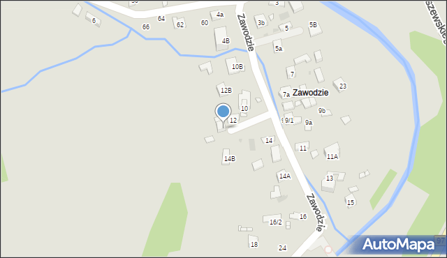 Krynica-Zdrój, Zawodzie, 12A, mapa Krynica-Zdrój