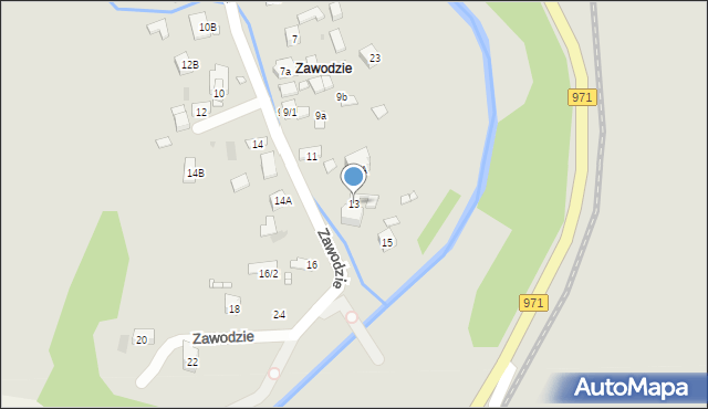 Krynica-Zdrój, Zawodzie, 13, mapa Krynica-Zdrój