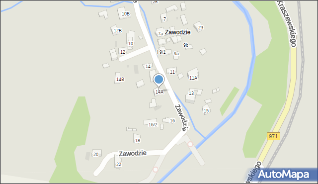 Krynica-Zdrój, Zawodzie, 14A, mapa Krynica-Zdrój