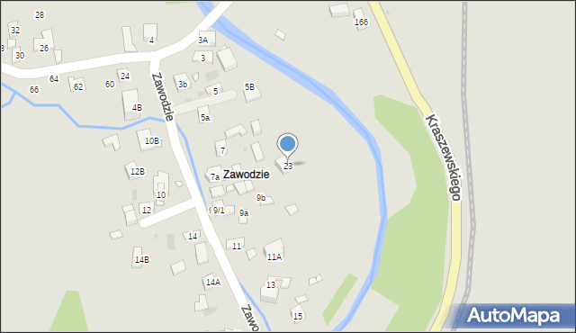 Krynica-Zdrój, Zawodzie, 23, mapa Krynica-Zdrój