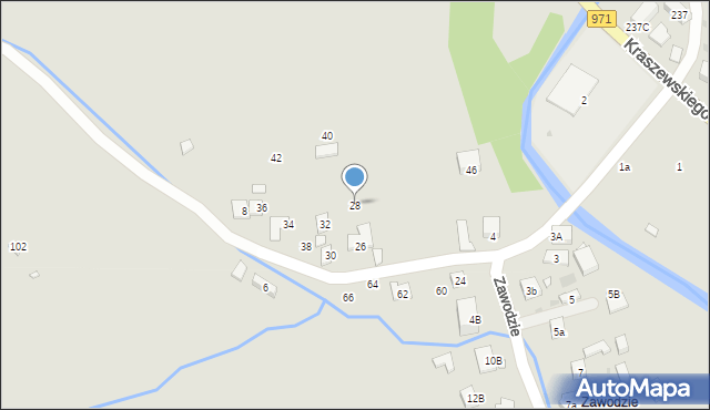 Krynica-Zdrój, Zawodzie, 28, mapa Krynica-Zdrój