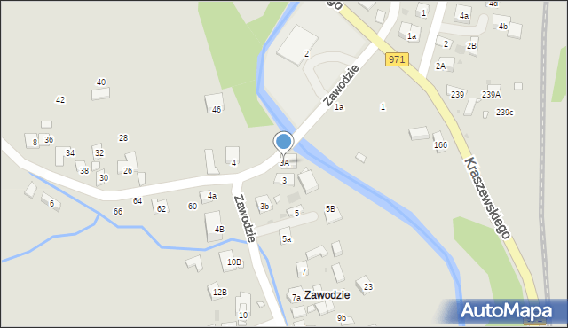 Krynica-Zdrój, Zawodzie, 3A, mapa Krynica-Zdrój