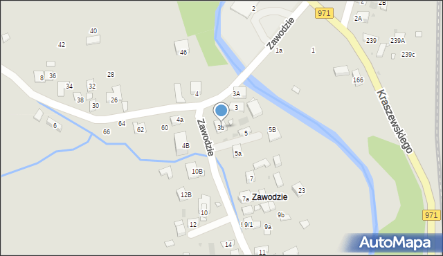 Krynica-Zdrój, Zawodzie, 3b, mapa Krynica-Zdrój