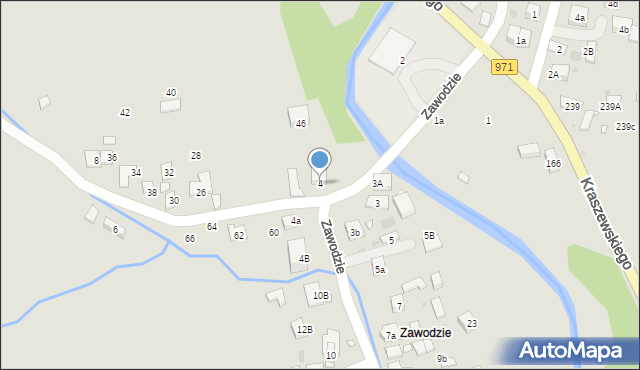 Krynica-Zdrój, Zawodzie, 4, mapa Krynica-Zdrój