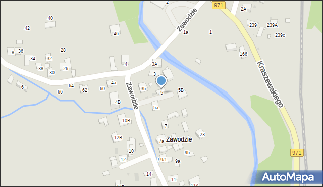 Krynica-Zdrój, Zawodzie, 5, mapa Krynica-Zdrój