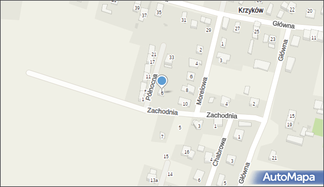 Krzyków, Zachodnia, 6, mapa Krzyków