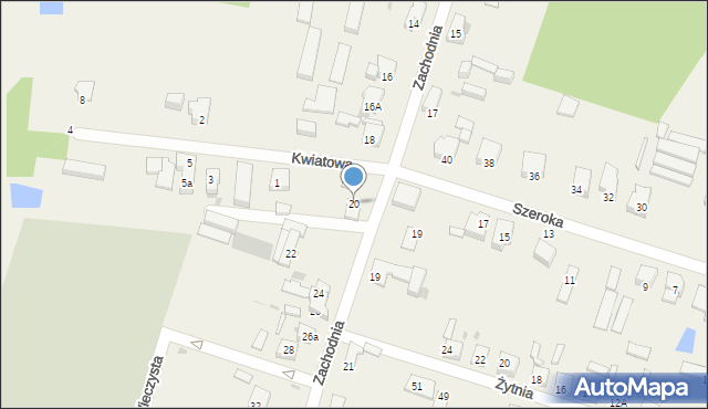 Ksawerów, Zachodnia, 20, mapa Ksawerów