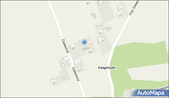 Książniczki, Zadworze, 12, mapa Książniczki