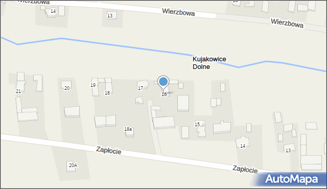 Kujakowice Dolne, Zapłocie, 16, mapa Kujakowice Dolne