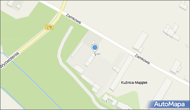 Kuźnica Czarnkowska, Zamkowa, 3, mapa Kuźnica Czarnkowska