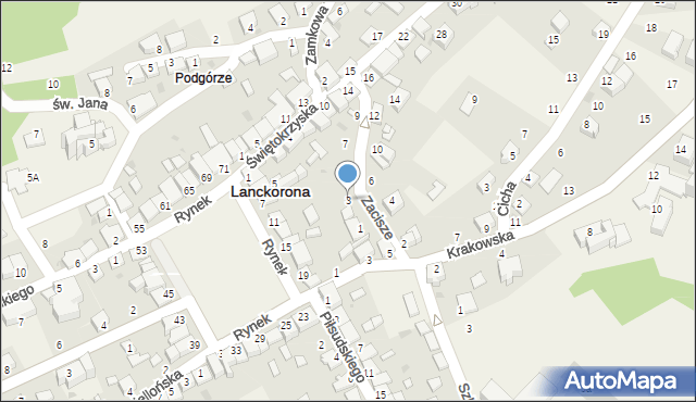 Lanckorona, Zacisze, 3, mapa Lanckorona