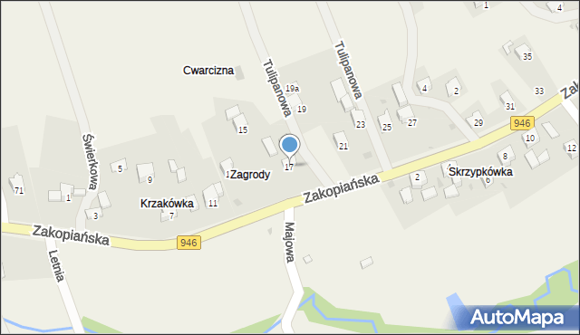 Las, Zakopiańska, 17, mapa Las