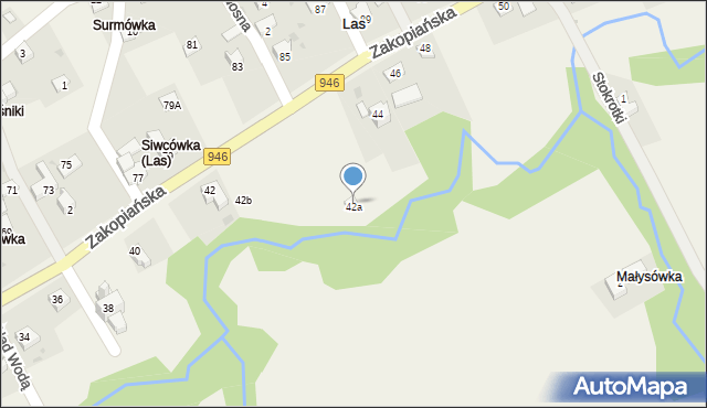 Las, Zakopiańska, 42a, mapa Las