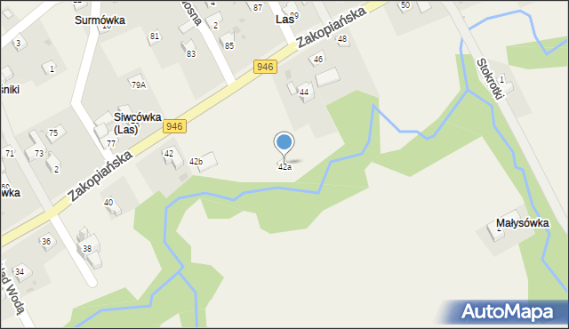 Las, Zakopiańska, 42a, mapa Las