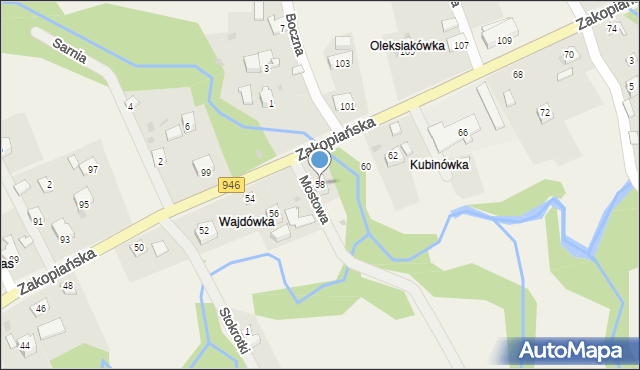 Las, Zakopiańska, 58, mapa Las