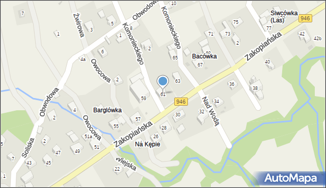 Las, Zakopiańska, 61, mapa Las